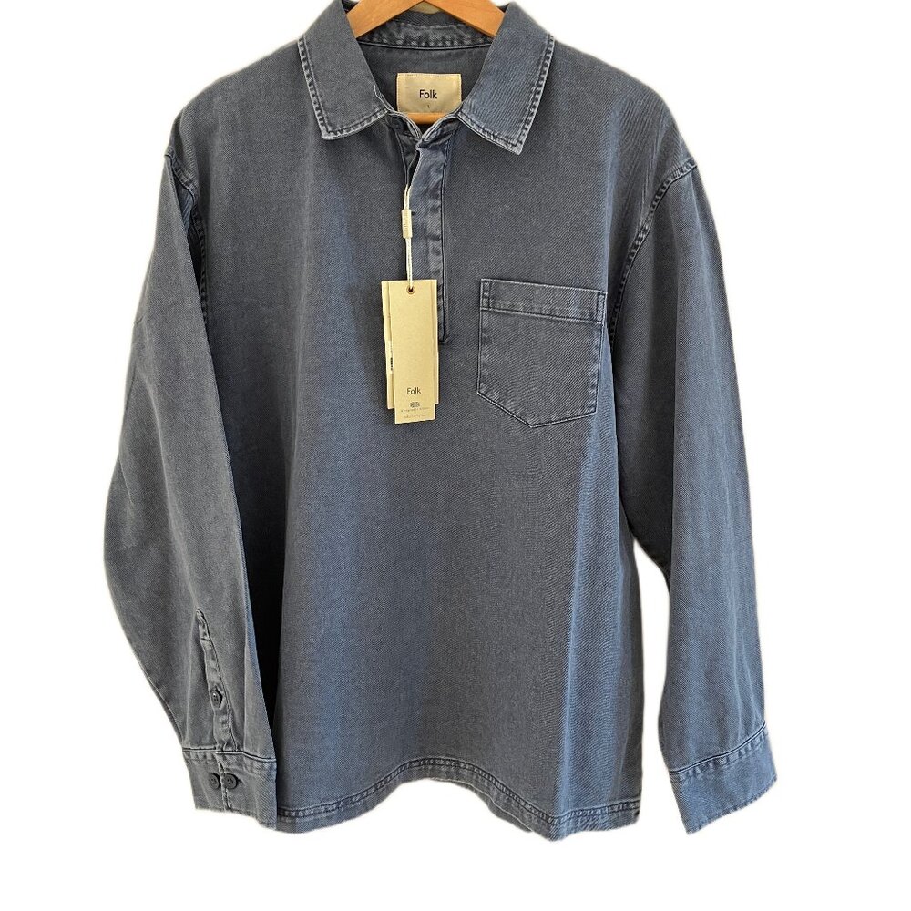 British Designer Folk London Quinn Rugby Polo Mens Large Quiet Luxury